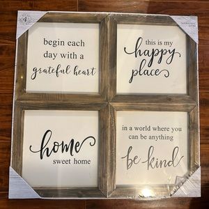 Farm House Set of 4 Rustic Wood Frames Ready To Hang